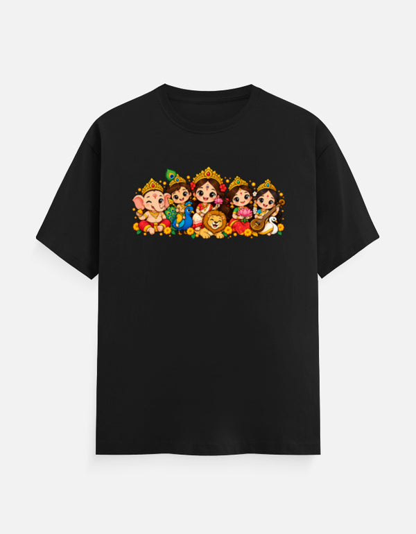 Cute Durga Maa with Family - Unisex Classic Crew T-Shirt